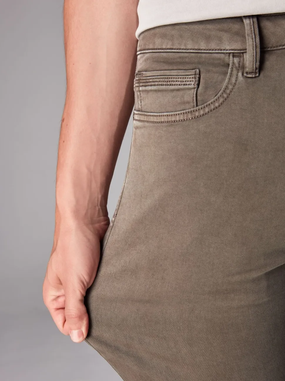 Mushroom Brown Slim Fit Comfort Stretch Jeans