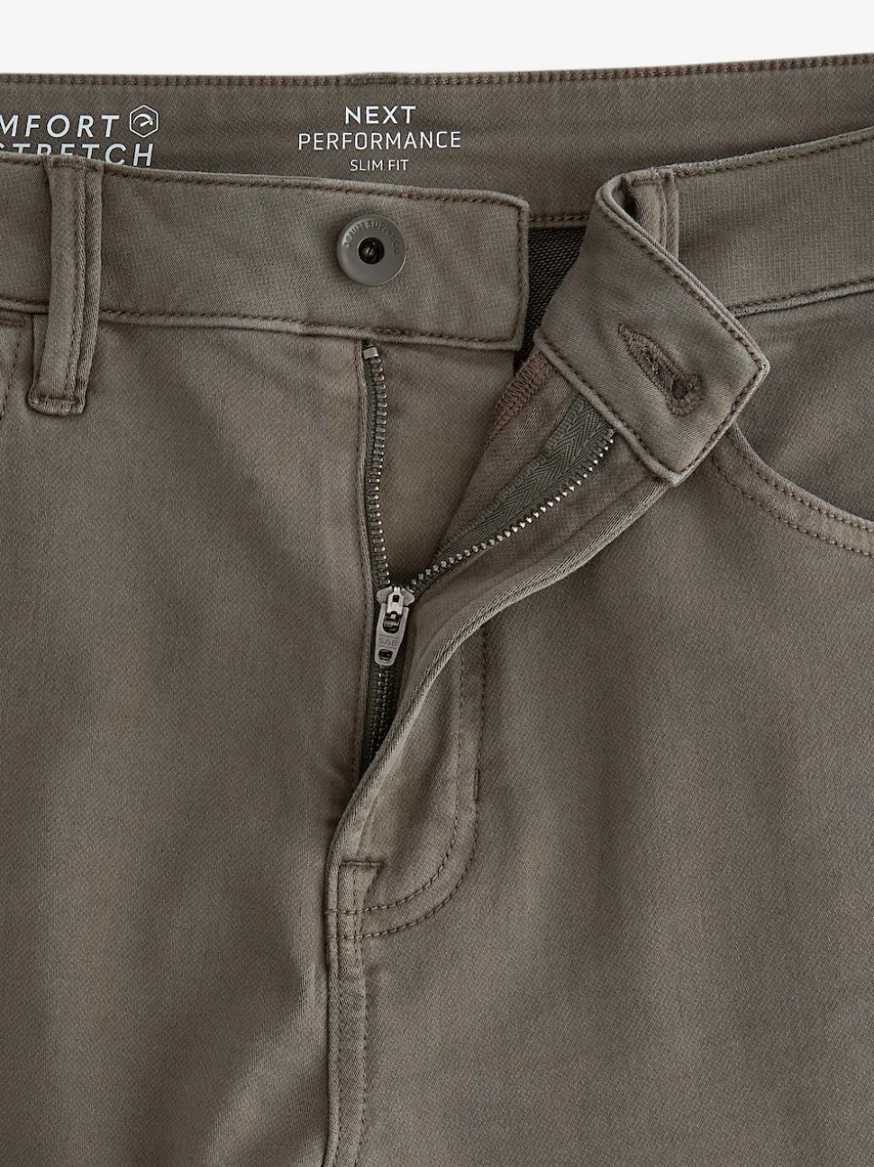 Mushroom Brown Slim Fit Comfort Stretch Jeans