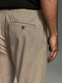 Mushroom Brown/Light Grey Linen Cotton Elasticated Drawstring Trousers 2 Pack