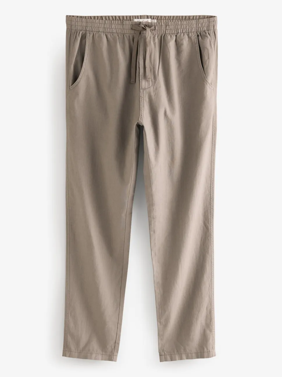Mushroom Brown/Light Grey Linen Cotton Elasticated Drawstring Trousers 2 Pack