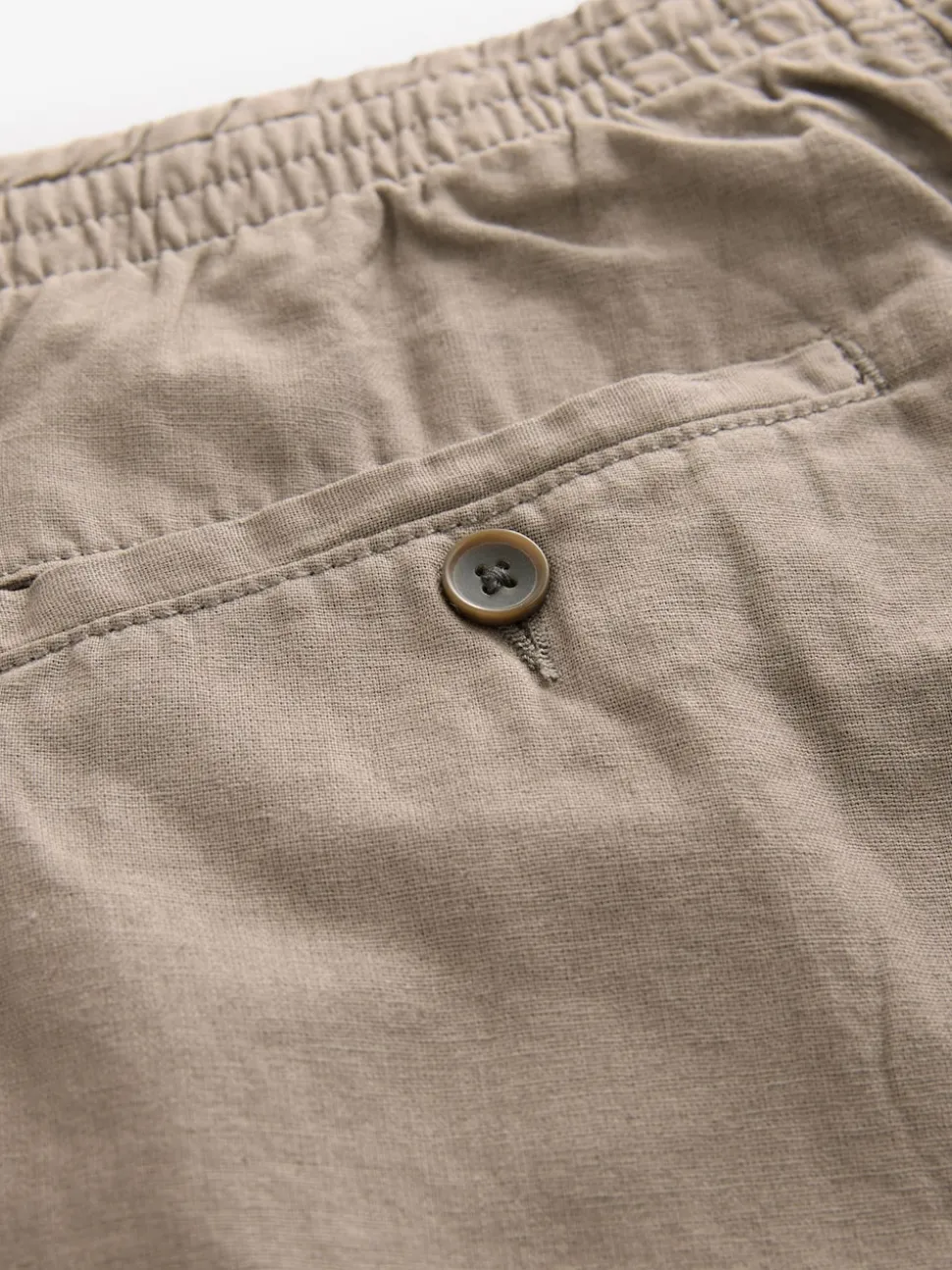 Mushroom Brown/Light Grey Linen Cotton Elasticated Drawstring Trousers 2 Pack