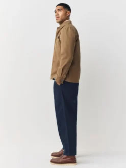 Navy Barrel Fit Authentic Cotton Rich Stretch Trousers