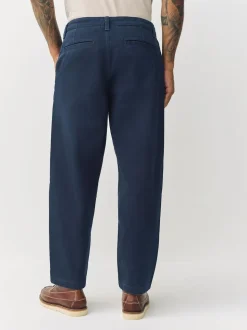 Navy Barrel Fit Authentic Cotton Rich Stretch Trousers