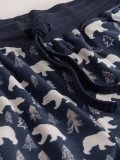 Navy Blue / Neutral Polar Bear Motionflex Cosy Cuffed Pyjama Bottoms