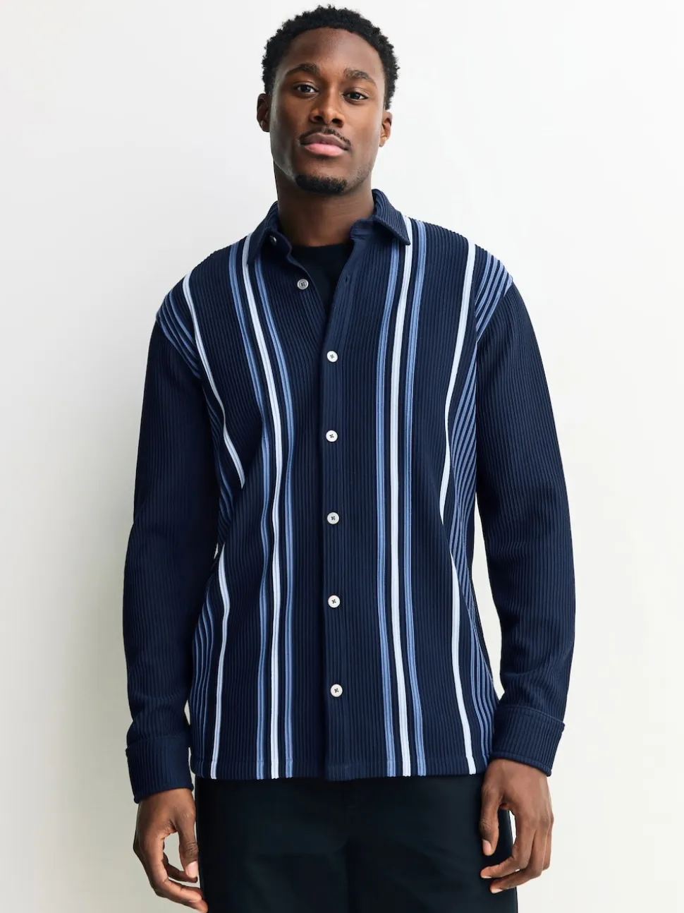 Navy Blue / White Stripe Short Sleeve Jersey Shirt