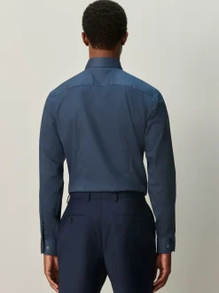 Navy Blue/ Blue Geometric Shirt And Tie Set