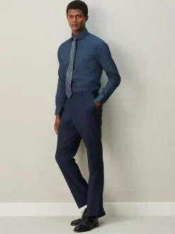 Navy Blue/ Blue Geometric Shirt And Tie Set