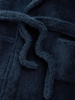 Navy Blue Borg Dressing Gown
