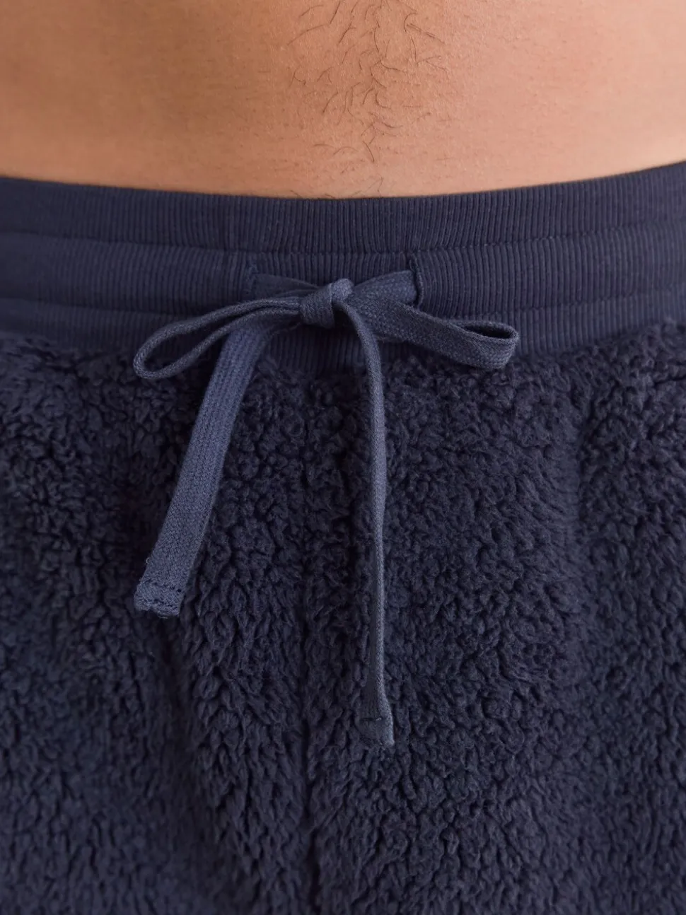 Navy Blue Borg Fleece Cuffed Joggers
