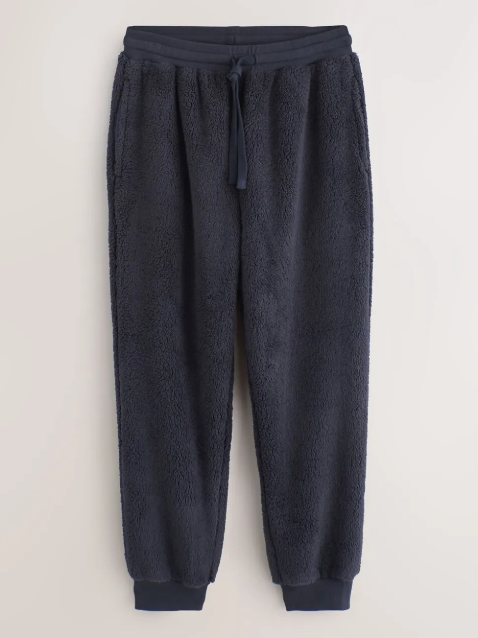 Navy Blue Borg Fleece Cuffed Joggers