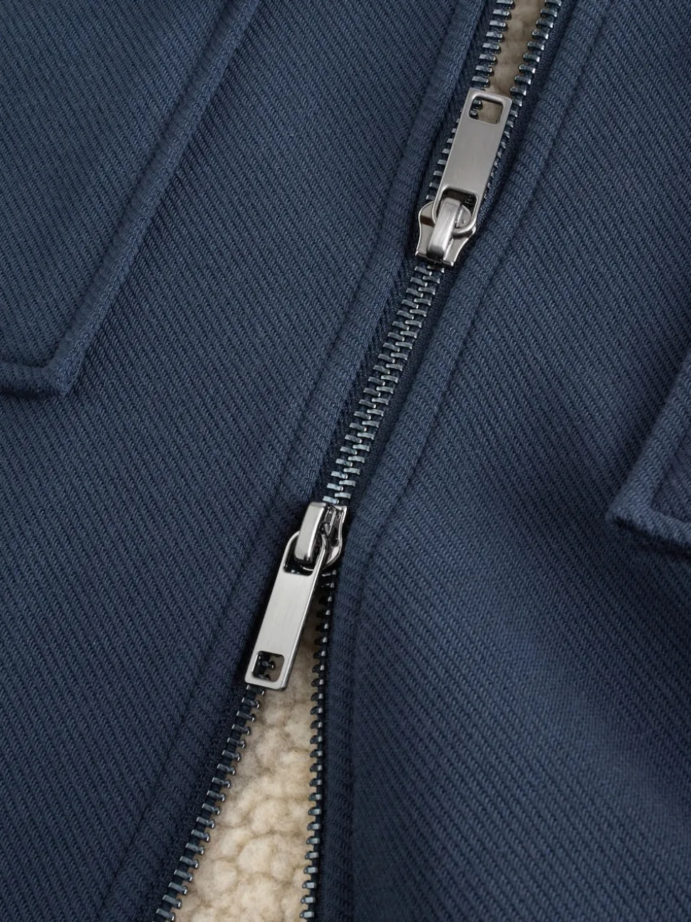 Navy Blue Borg Fleece Lined Shacket