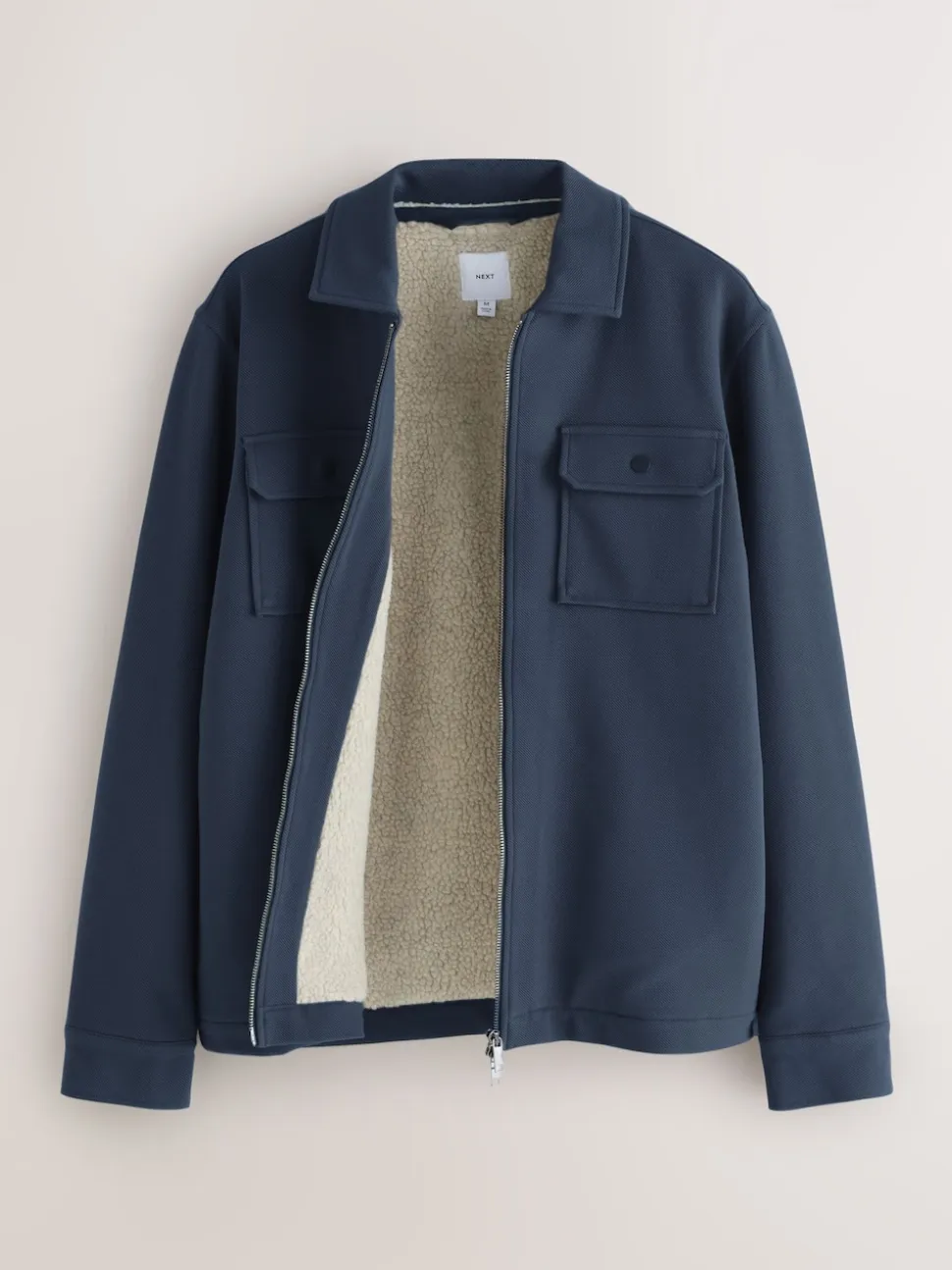 Navy Blue Borg Fleece Lined Shacket