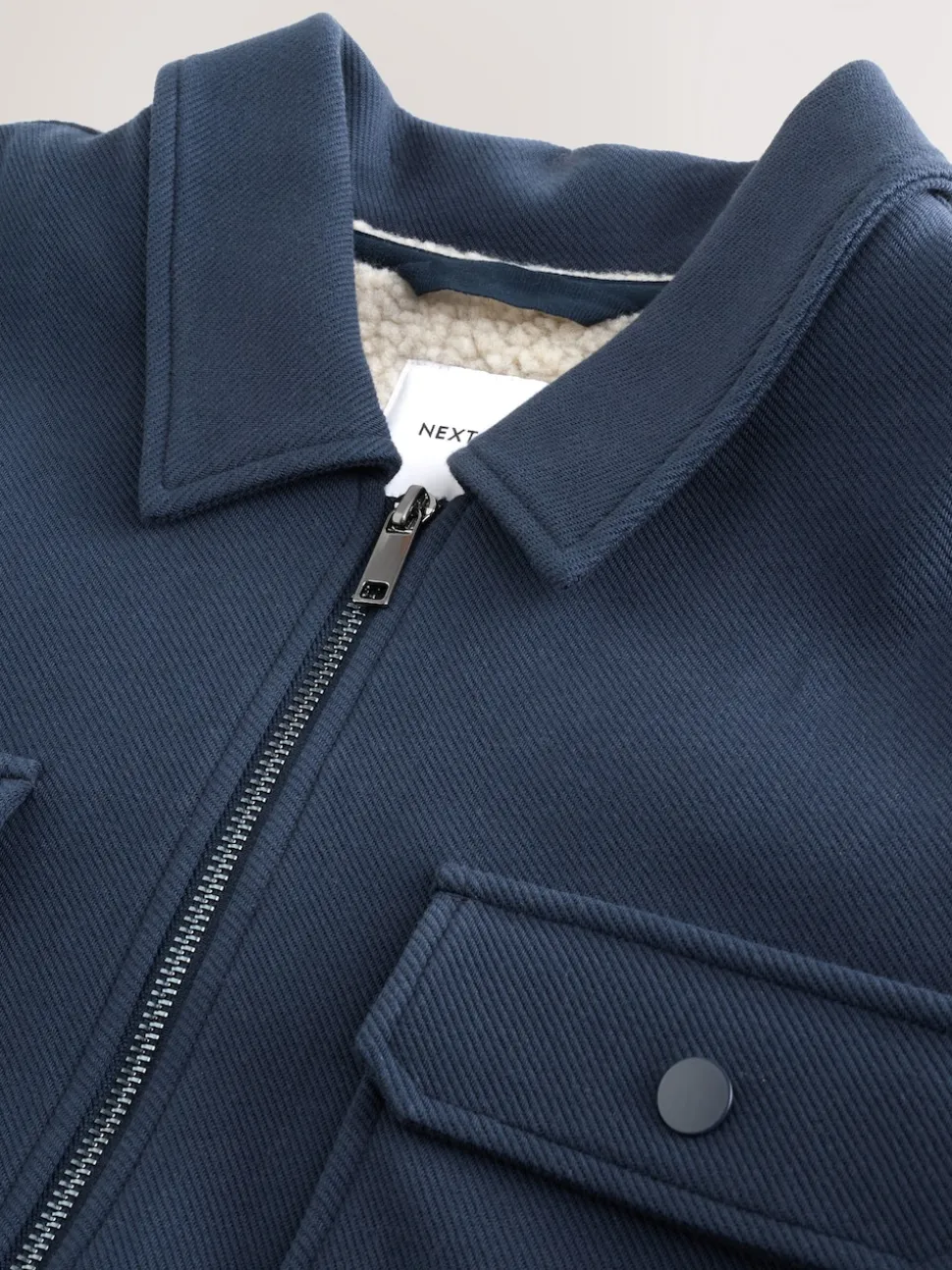 Navy Blue Borg Fleece Lined Shacket