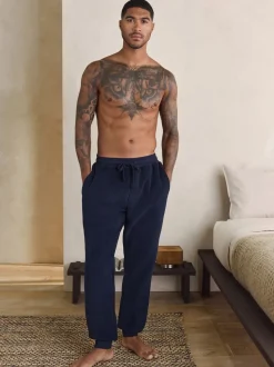 Navy Blue Borg Fleece Lined Cuffed Joggers
