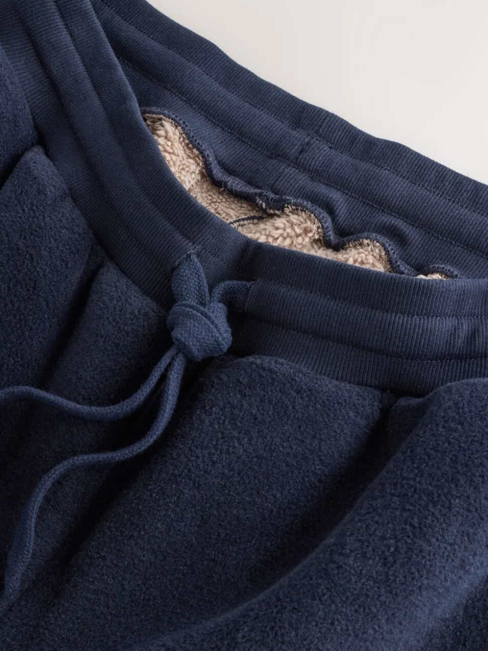 Navy Blue Borg Fleece Lined Cuffed Joggers
