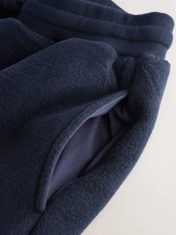 Navy Blue Borg Fleece Lined Cuffed Joggers
