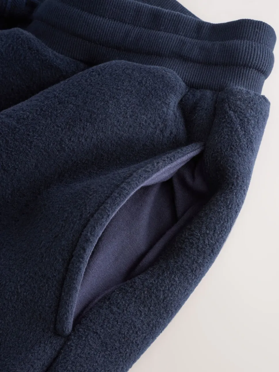 Navy Blue Borg Fleece Lined Cuffed Joggers