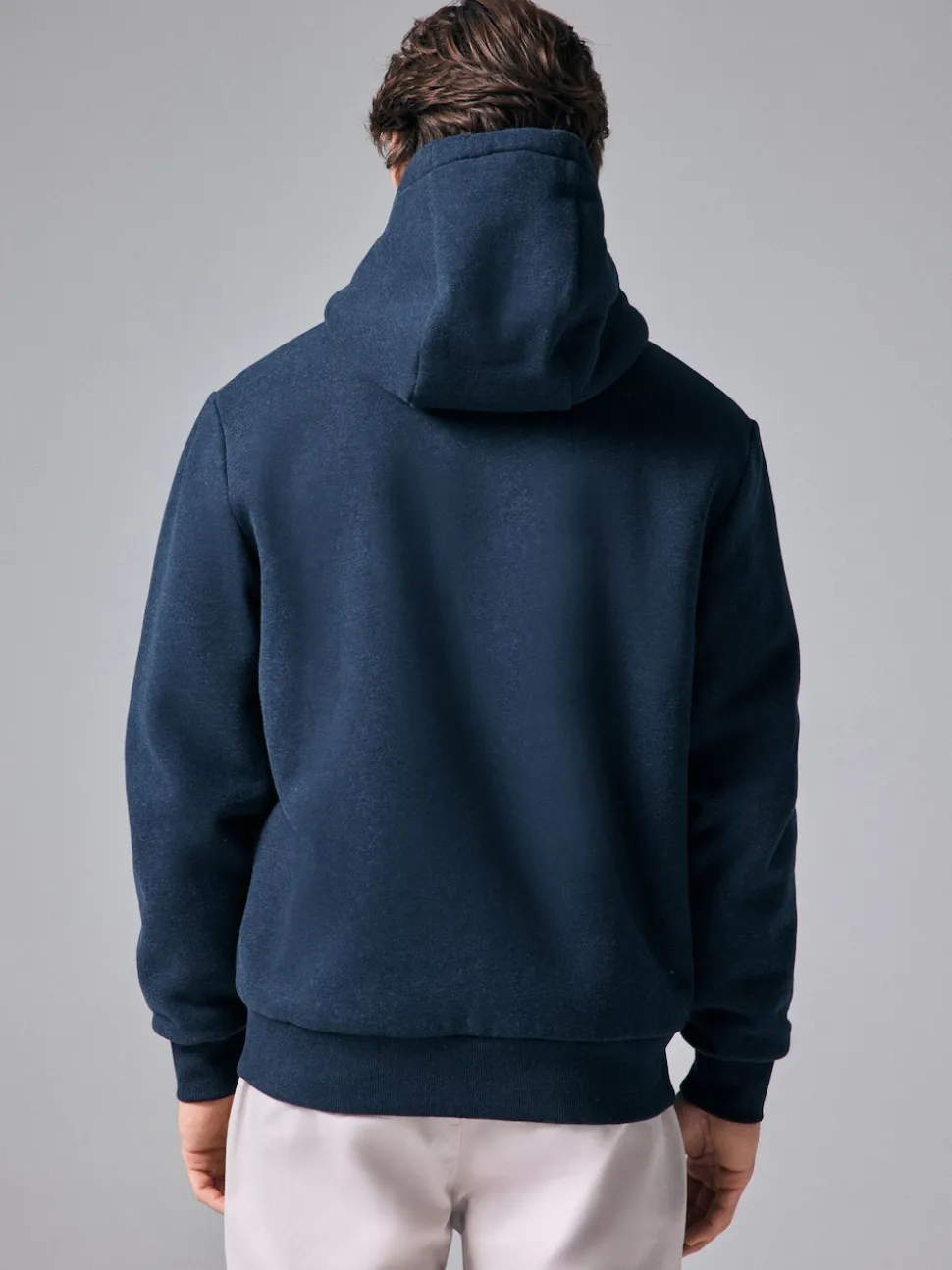 Navy Blue Borg Fleece Lined Full Zip Hoodie