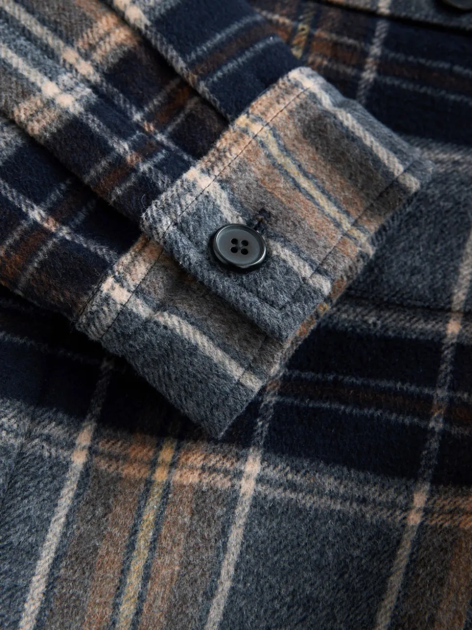 Navy Blue Borg Lined Check Shacket