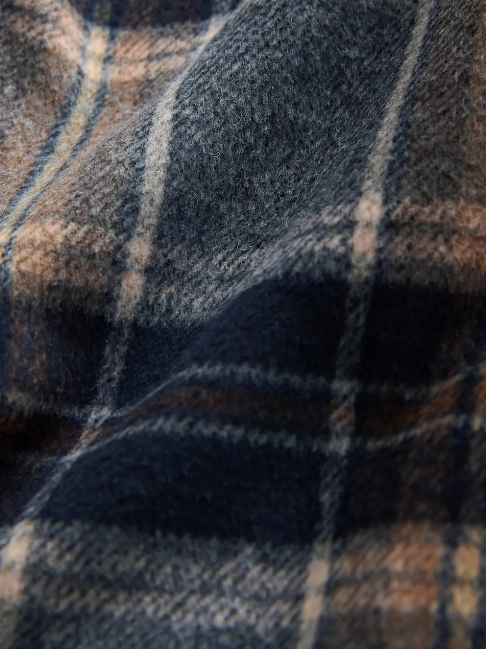 Navy Blue Borg Lined Check Shacket