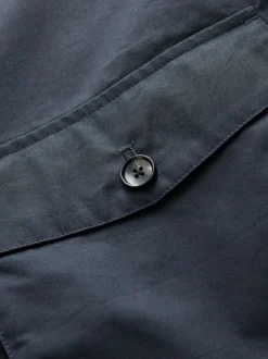 Navy Blue Borg Lined Shower Resistant Harrington Jacket