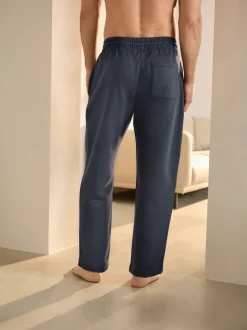 Navy Blue Brushback Heavyweight Open Joggers