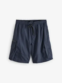 Navy Blue Cargo Swim Shorts