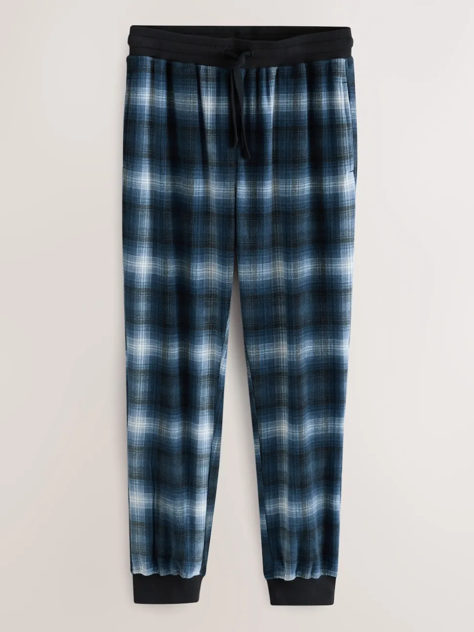 Navy Blue Check Motionflex Cosy Long Sleeve Cuffed Pyjamas Set