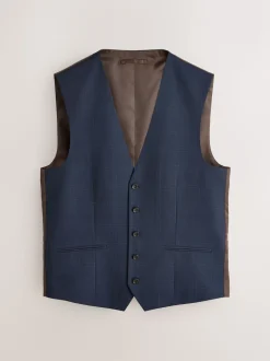 Navy Blue Check Suit Waistcoat