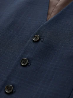 Navy Blue Check Suit Waistcoat