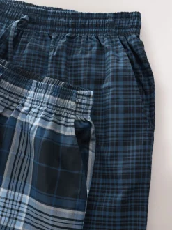 Navy Blue Check Woven Pyjamas Bottoms 2 Pack