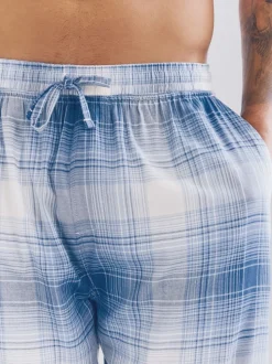 Navy Blue Check Woven Pyjama Bottoms 2 Pack