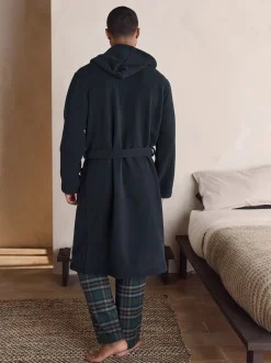 Navy Blue Corded Textured Dressing Gown
