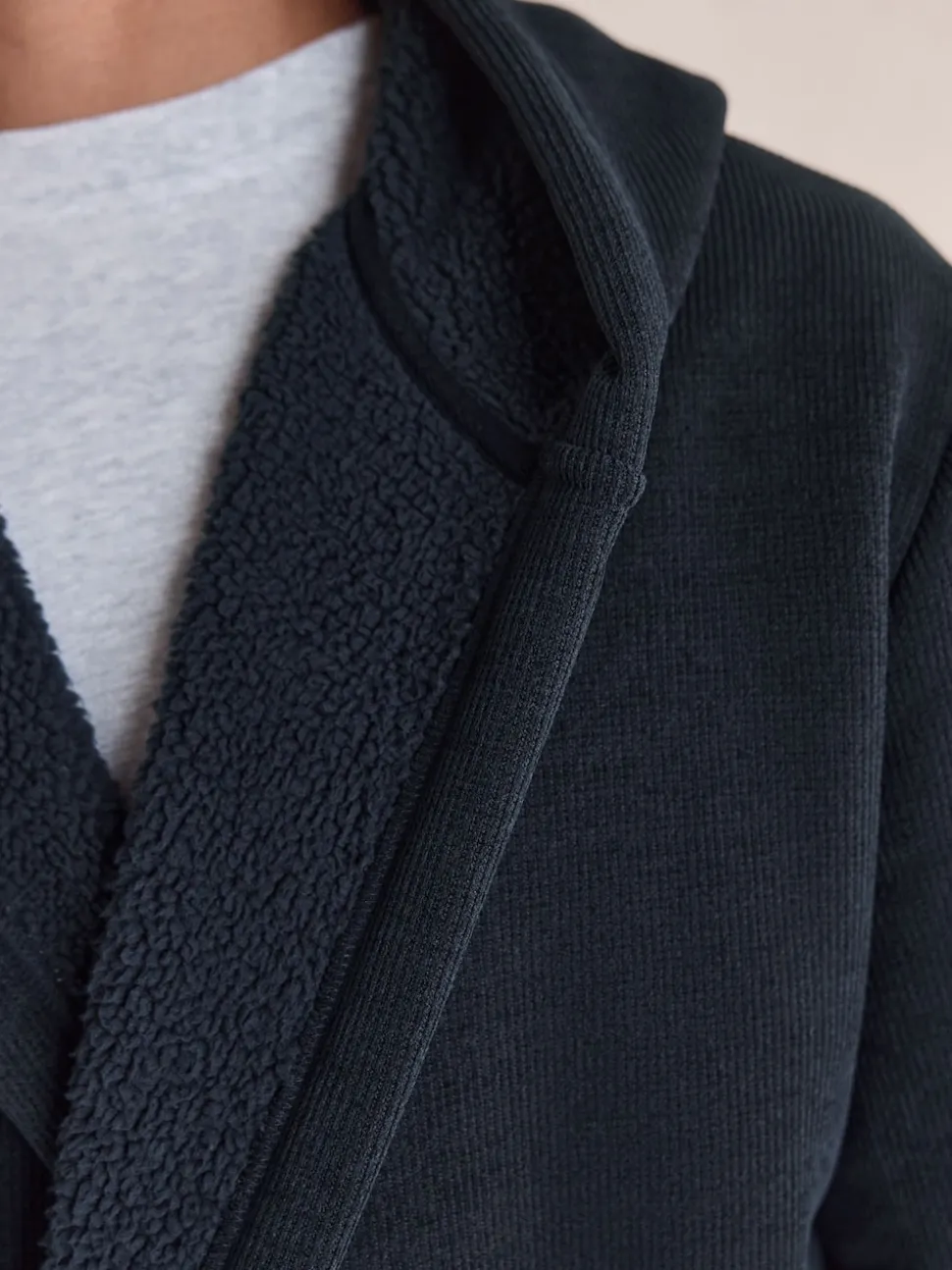 Navy Blue Corded Textured Dressing Gown