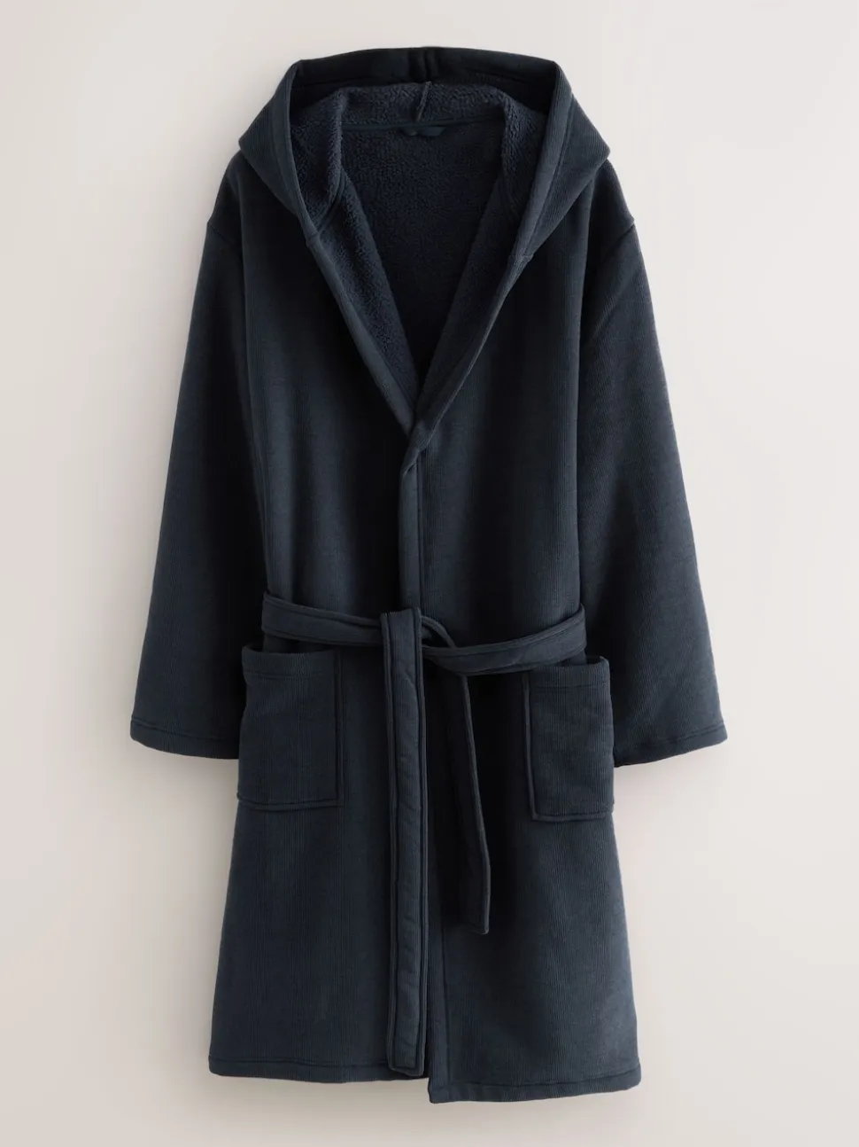 Navy Blue Corded Textured Dressing Gown