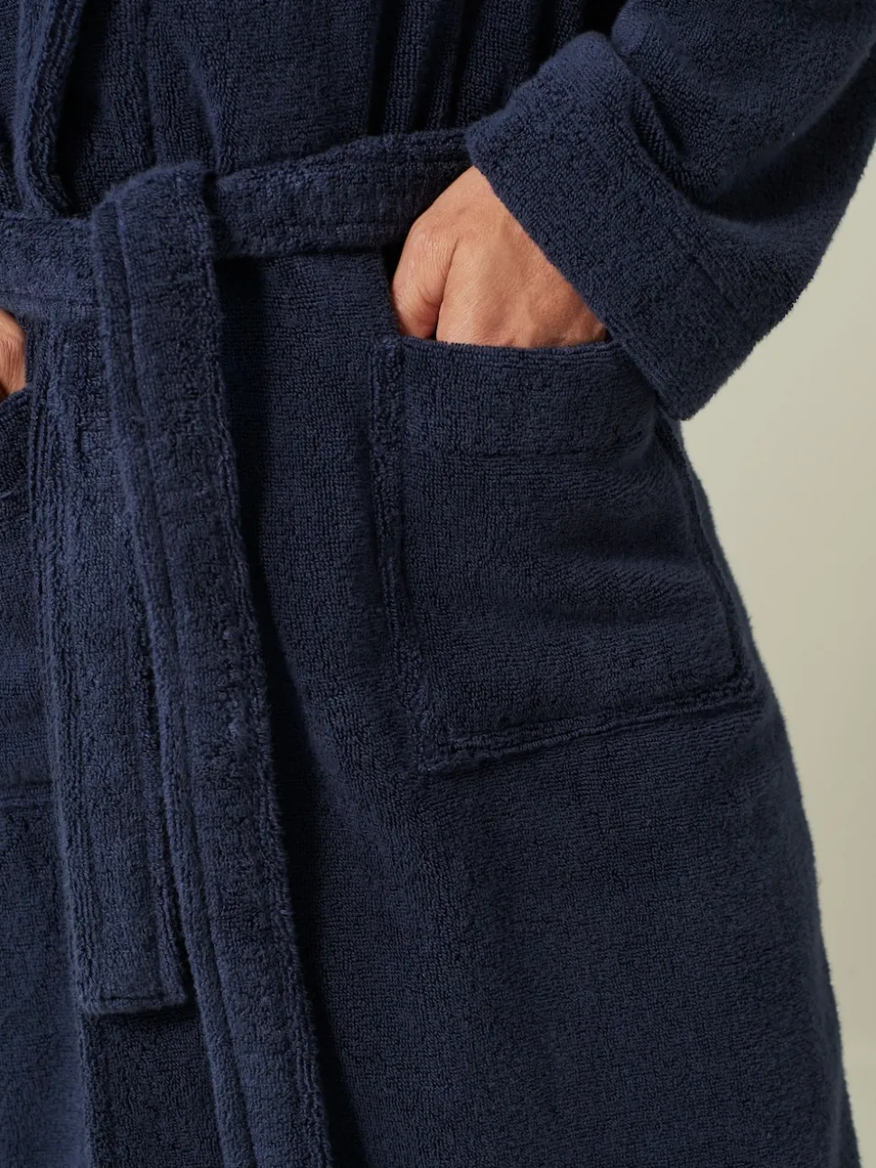 Navy Blue Cotton Towelling Dressing Gown