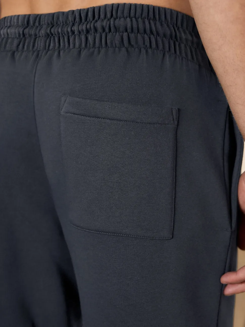 Navy Blue Cuffed Brushback Heavyweight Open Joggers
