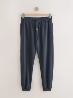 Navy Blue Cuffed Brushback Heavyweight Open Joggers