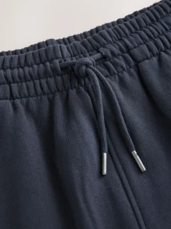 Navy Blue Cuffed Brushback Heavyweight Open Joggers