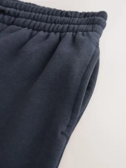 Navy Blue Cuffed Brushback Heavyweight Open Joggers