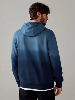 Navy Blue Dip Dye Cotton Rich Jersey Hoodie