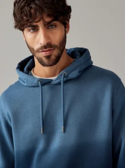 Navy Blue Dip Dye Cotton Rich Jersey Hoodie