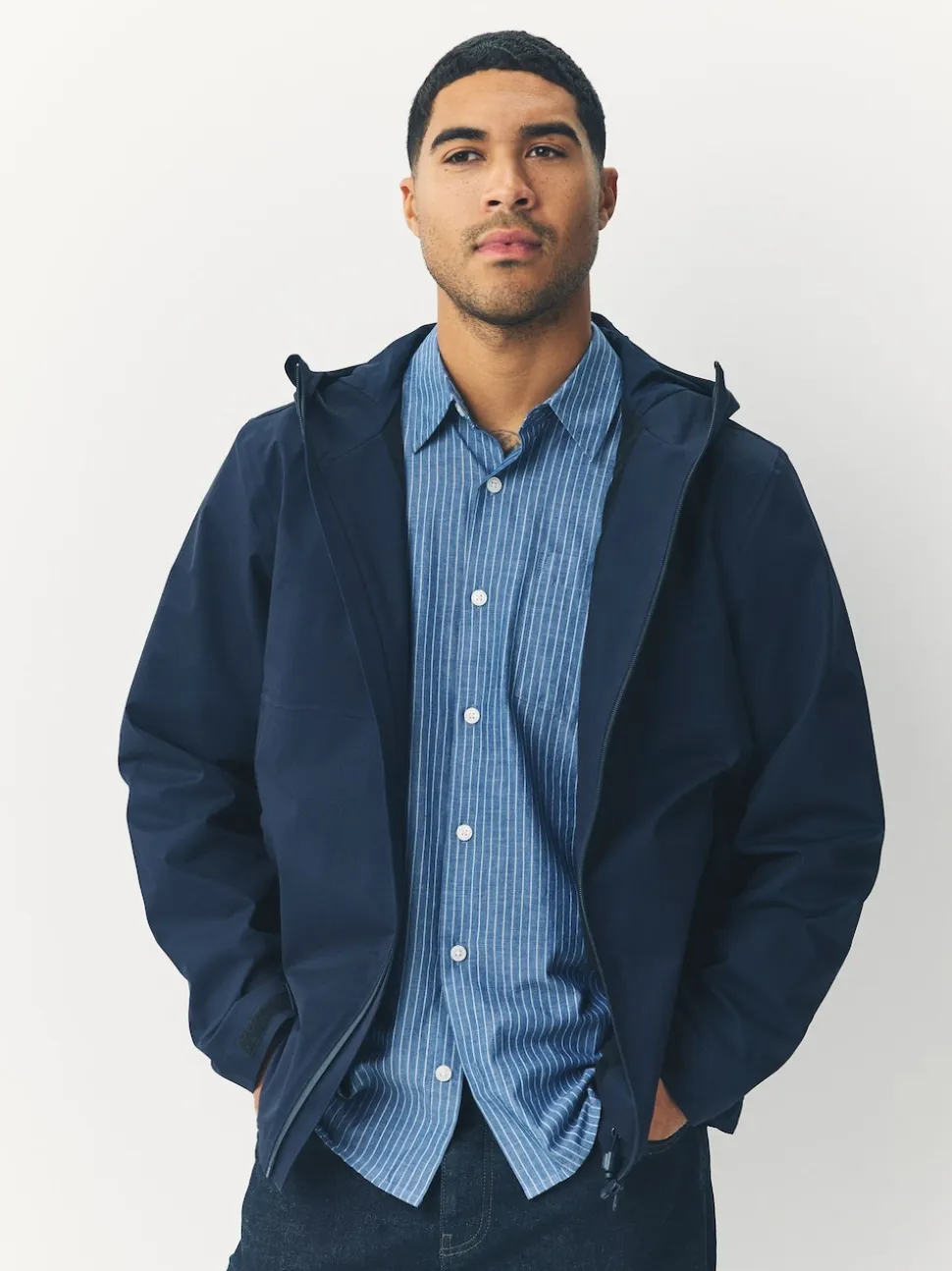 Navy Blue DryTech Waterproof Hooded Jacket
