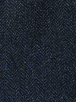 Navy Blue Herringbone Wool Blend Suit Waistcoast