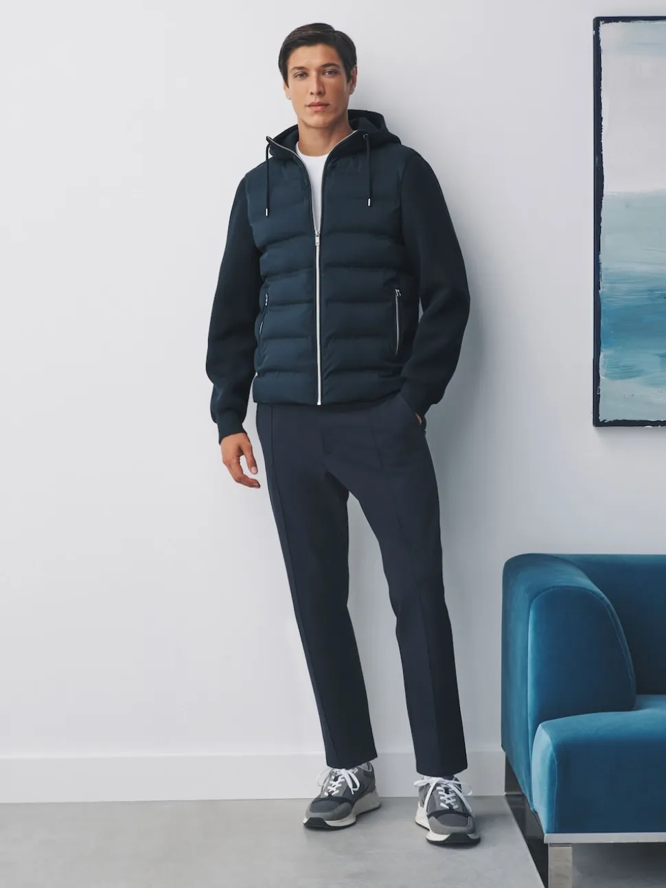 Navy Blue Hybrid Quilted Jacket
