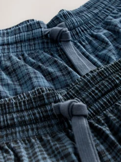 Navy Blue Jersey Check Pyjamas Shorts 2 Pack