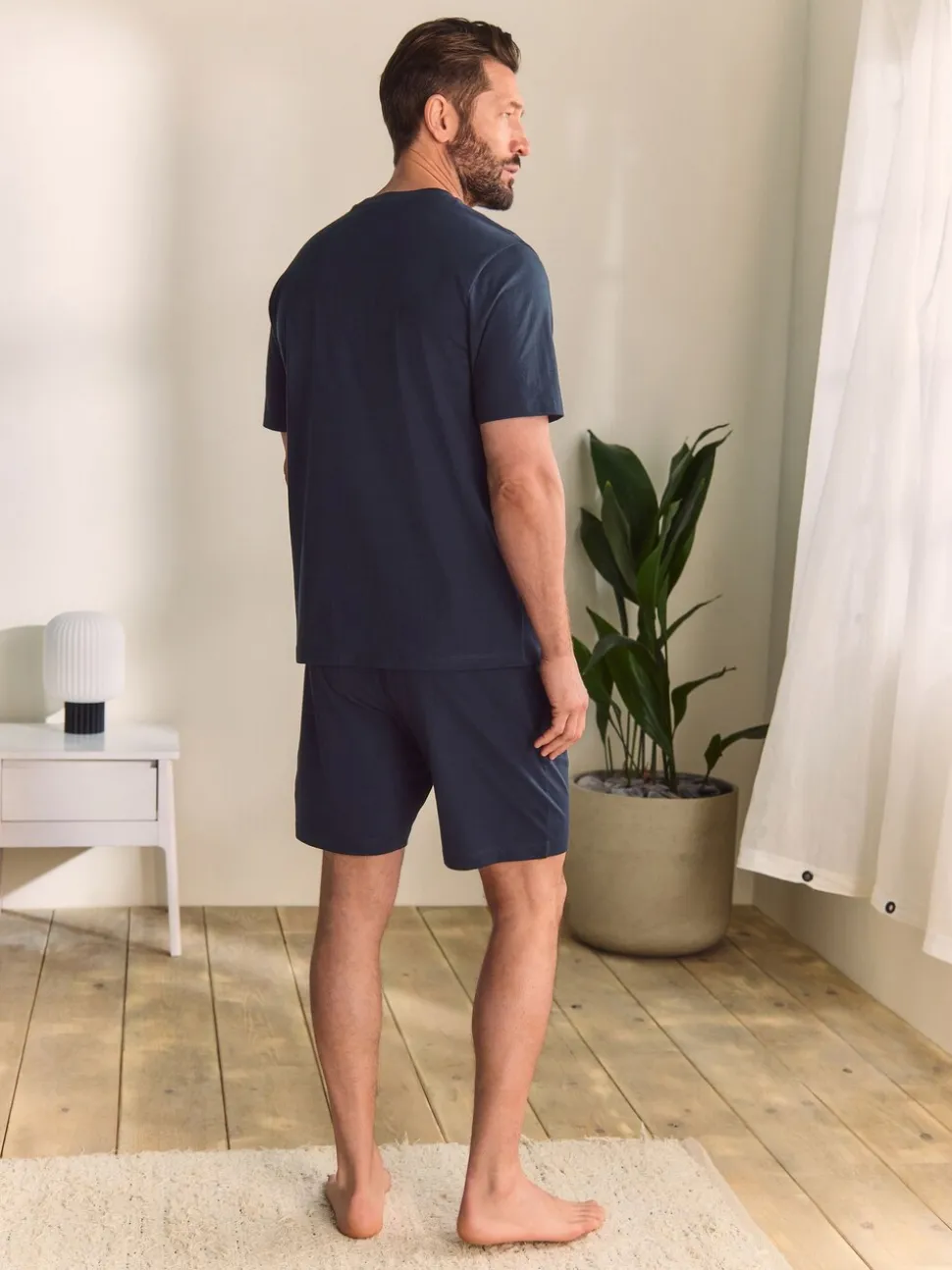 Navy Blue Jersey Short Pyjamas Set