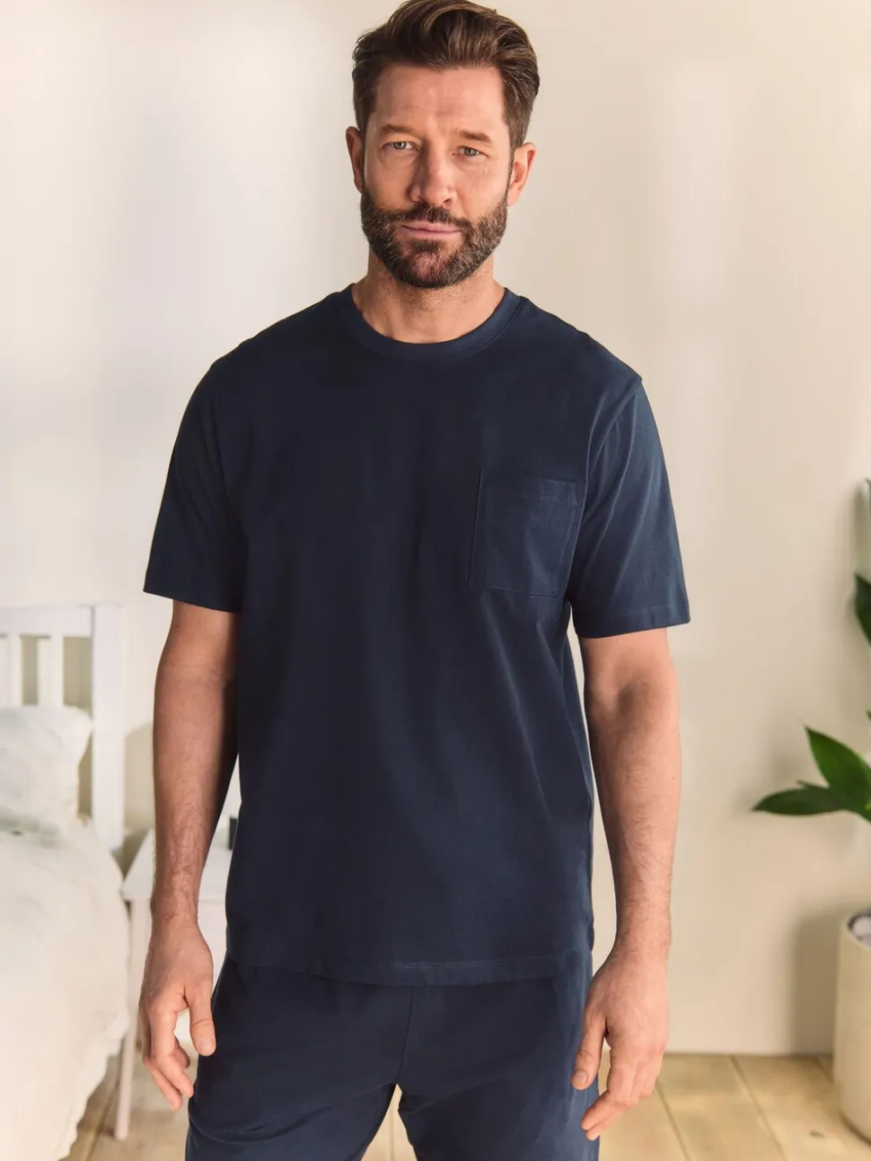 Navy Blue Jersey Short Pyjamas Set