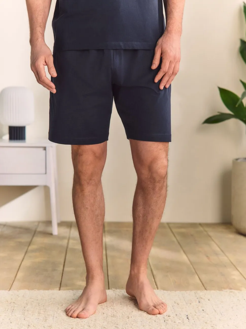 Navy Blue Jersey Short Pyjamas Set