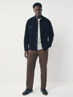 Navy Blue Jersey Twill Popper Shacket
